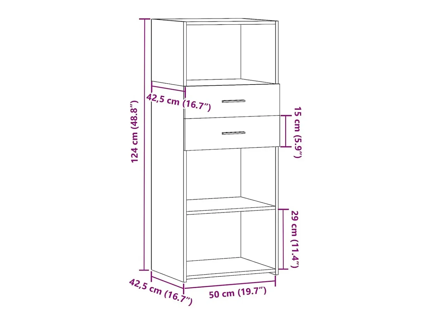 Aparador alto madera de ingeniería marrón roble 50x42,5x124 cm
