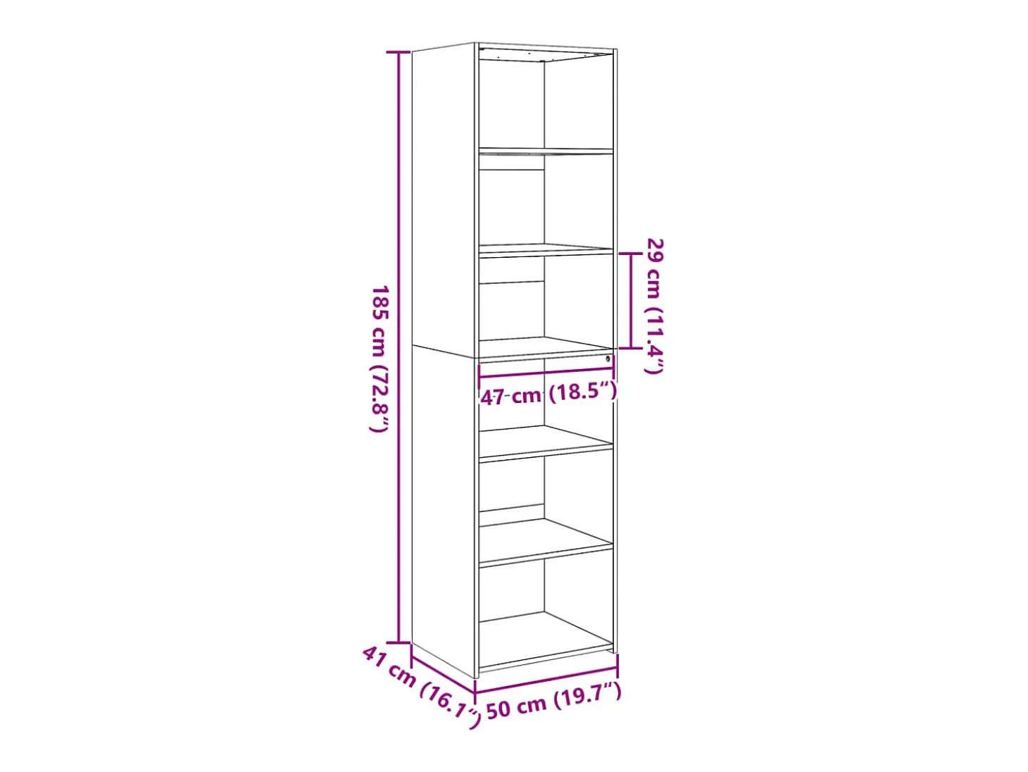 Aparador alto madera de ingeniería gris 50x41x185 cm