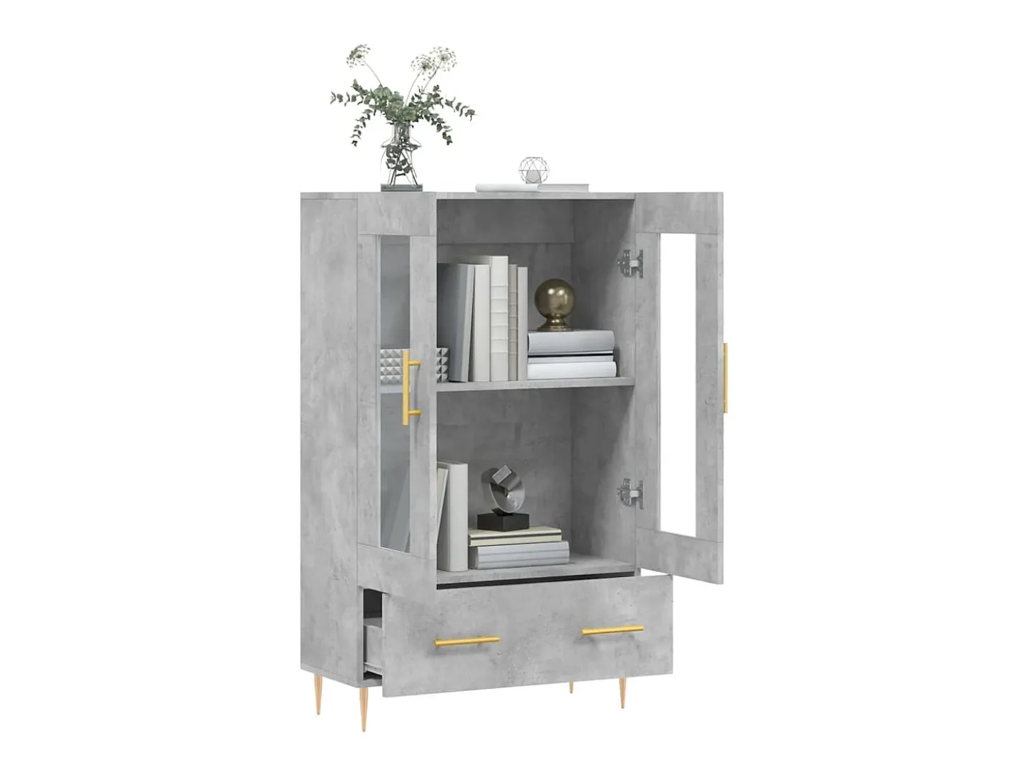 Aparador alto madera de ingeniería gris hormigón 69,5x31x115 cm ES14025