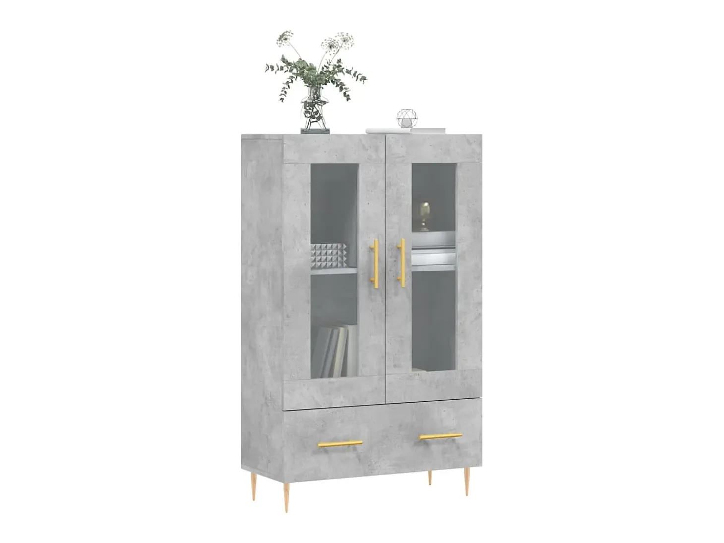 Aparador alto madera de ingeniería gris hormigón 69,5x31x115 cm ES14025