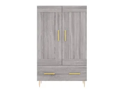 Aparador alto madera de ingeniería gris Sonoma 69,5x31x115 cm ES35545