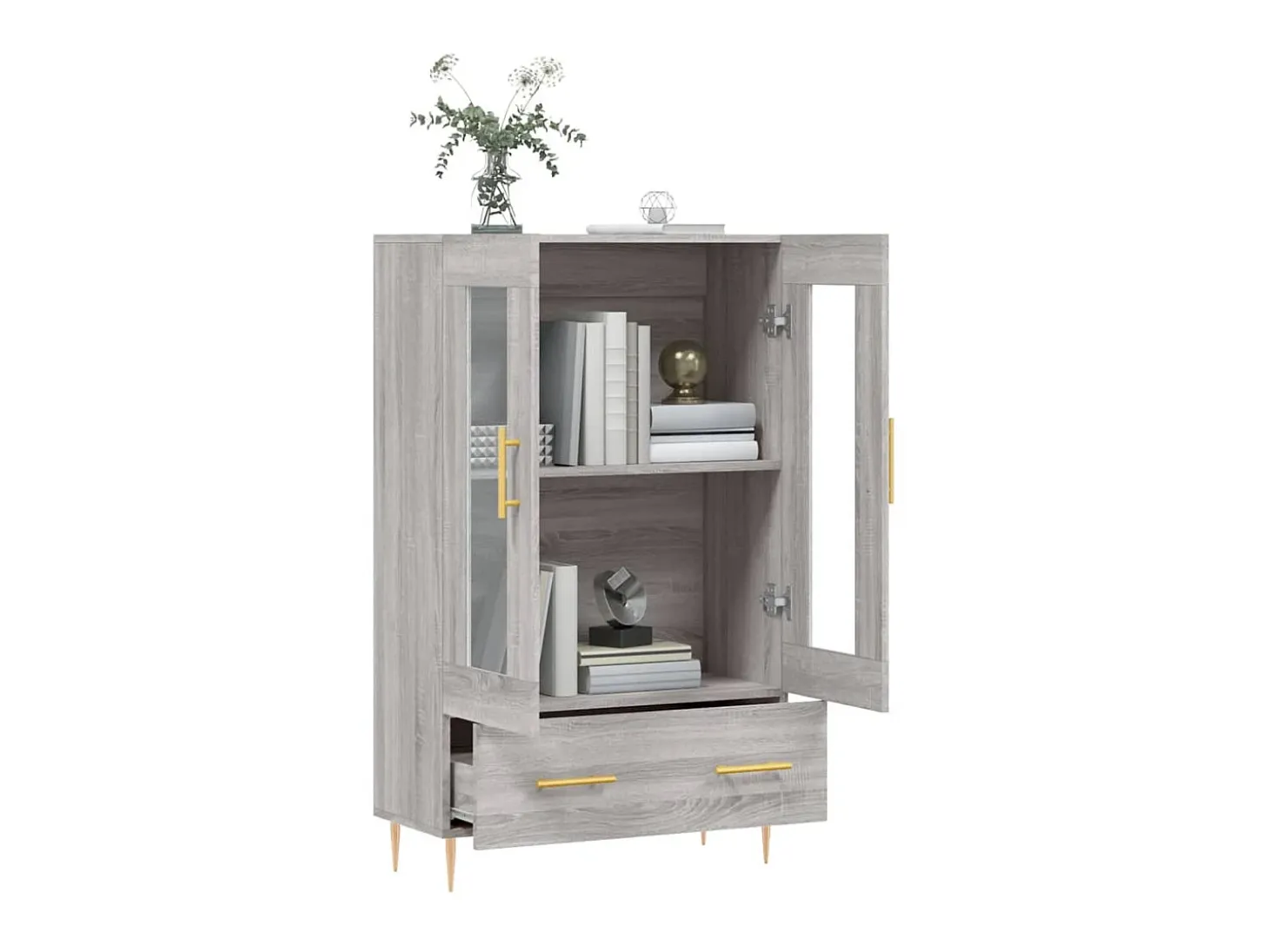 Aparador alto madera de ingeniería gris Sonoma 69,5x31x115 cm ES20722