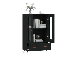 Aparador alto madera de ingeniería negro 69,5x31x115 cm