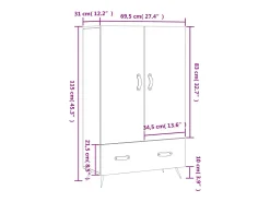 Aparador alto madera de ingeniería gris Sonoma 69,5x31x115 cm