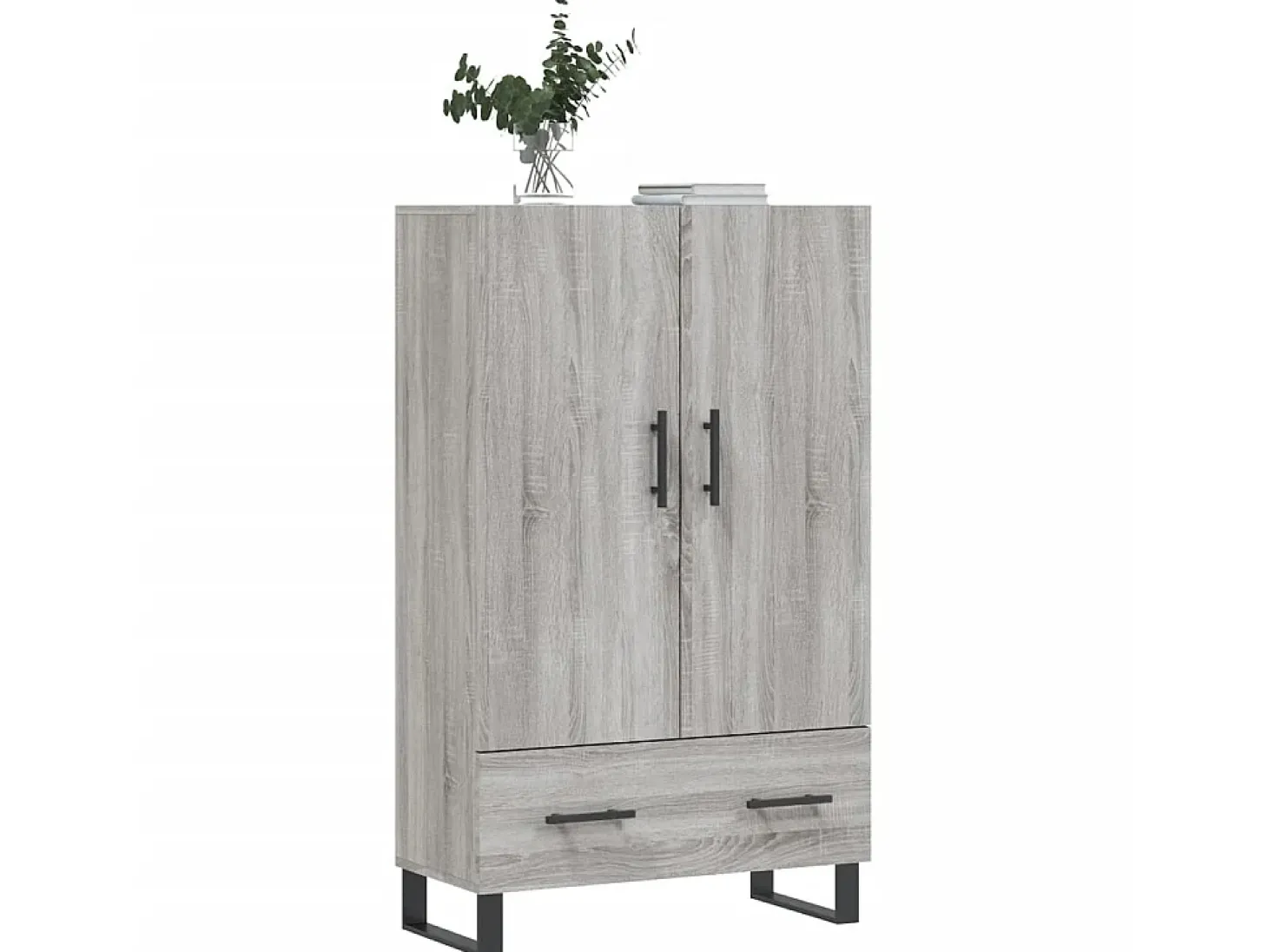 Aparador alto madera de ingeniería gris Sonoma 69,5x31x115 cm ES56359