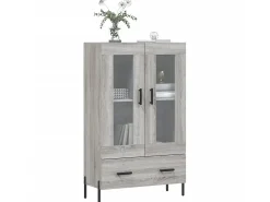Aparador alto madera de ingeniería gris Sonoma 69,5x31x115 cm ES14974