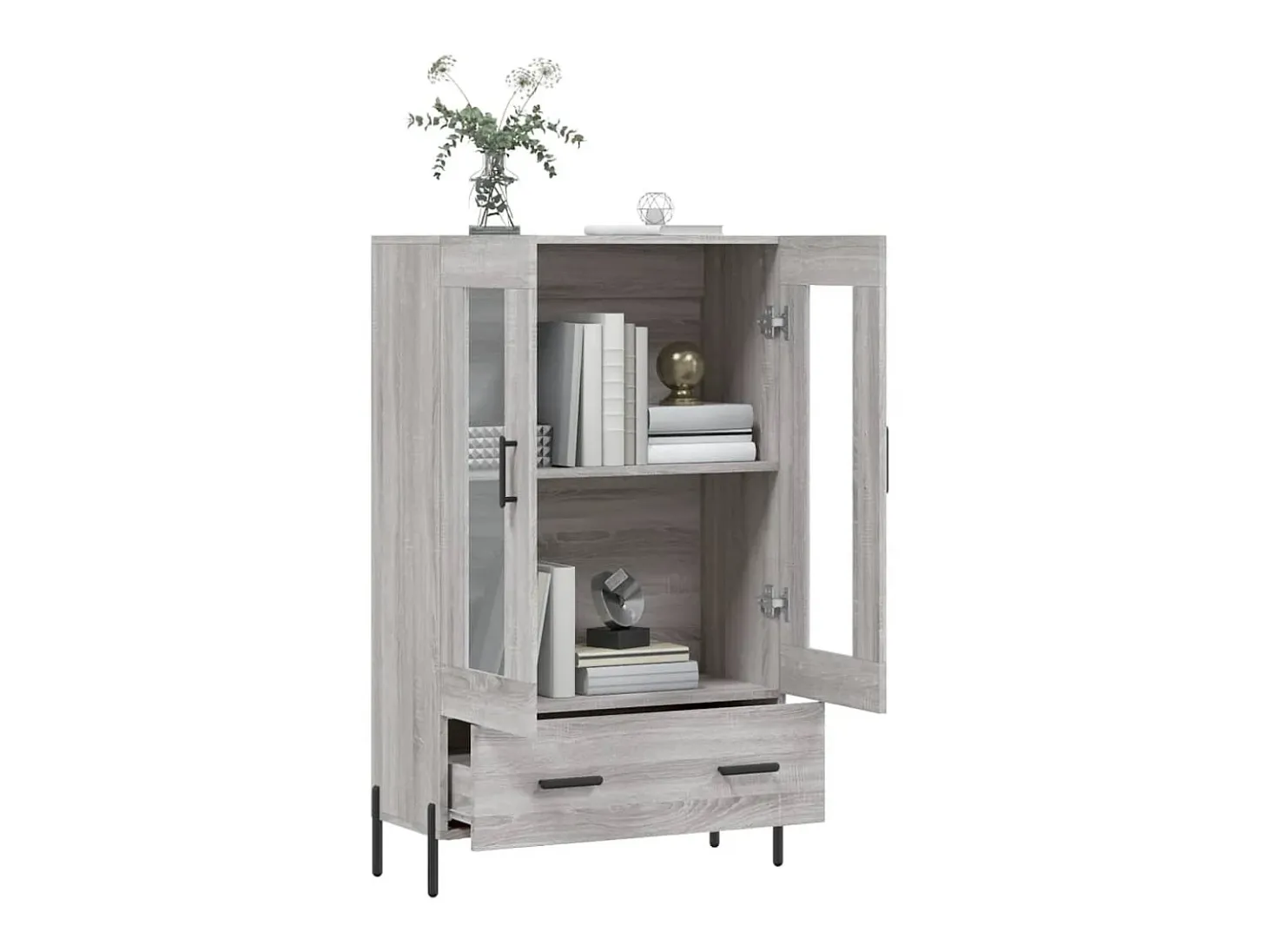 Aparador alto madera de ingeniería gris Sonoma 69,5x31x115 cm ES14974