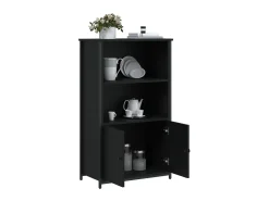 Aparador alto madera de ingeniería negro 62x32x103,5 cm ES64576