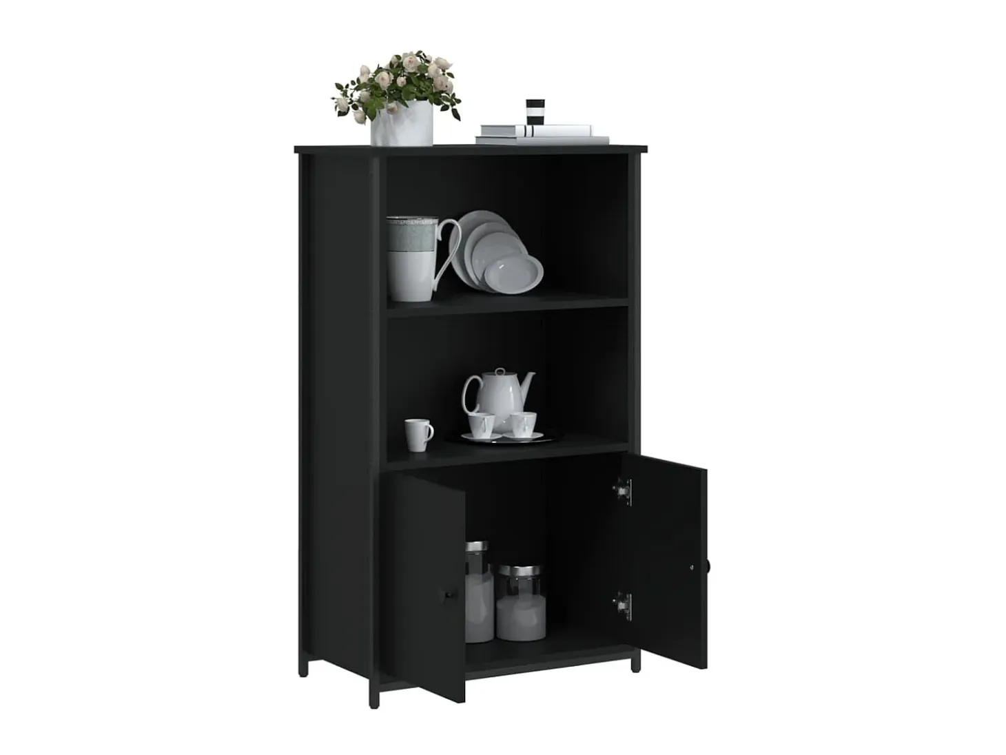 Aparador alto madera de ingeniería negro 62x32x103,5 cm ES64576