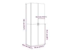 Aparador alto madera de ingeniería gris hormigón 70x42,5x185 cm