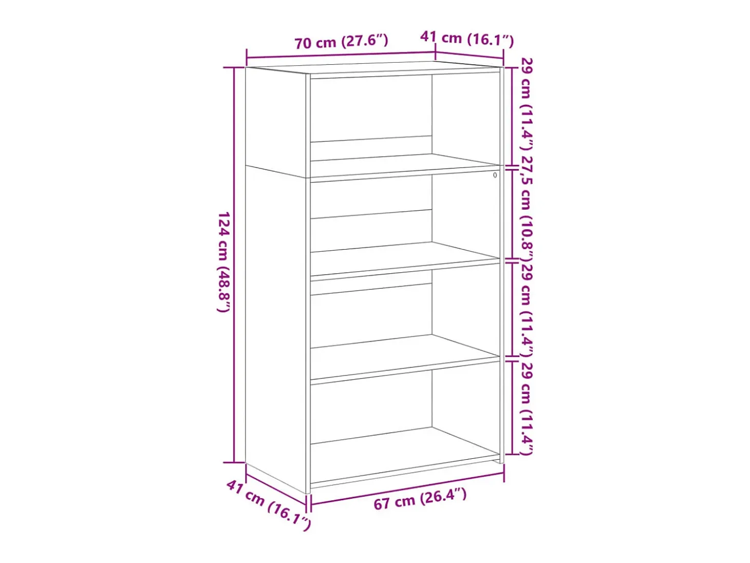 Aparador alto madera de ingeniería gris Sonoma 70x41x124 cm