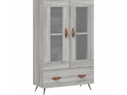 Aparador alto madera de ingeniería gris Sonoma 69,5x31x115 cm ES71465