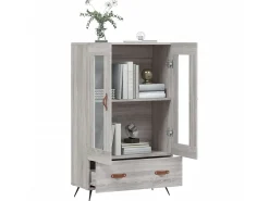 Aparador alto madera de ingeniería gris Sonoma 69,5x31x115 cm ES71465