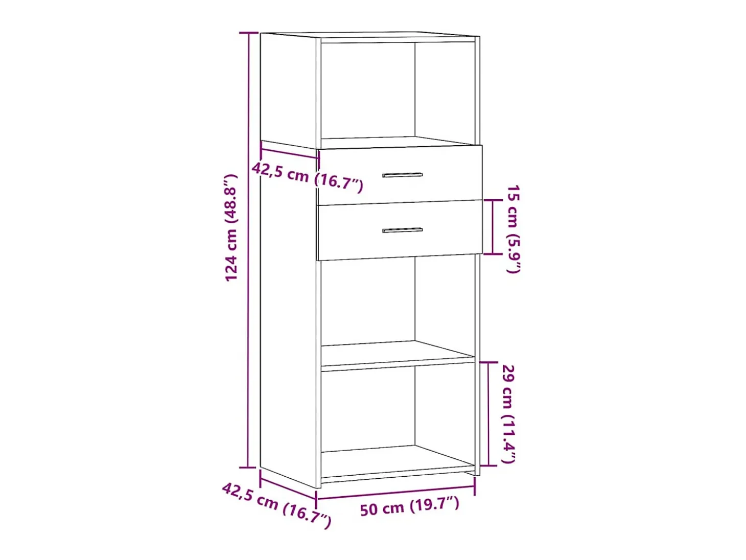 Aparador alto madera de ingeniería blanco 50x42,5x124 cm