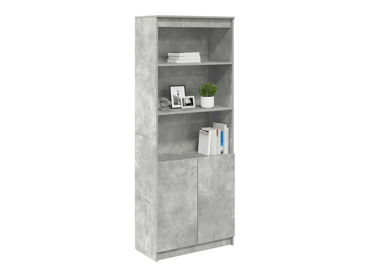 Aparador alto madera de ingeniería gris hormigón 70x35x180 cm