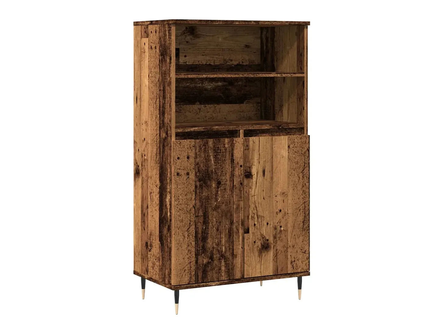 Aparador alto madera de ingeniería envejecida 60x36x110 cm