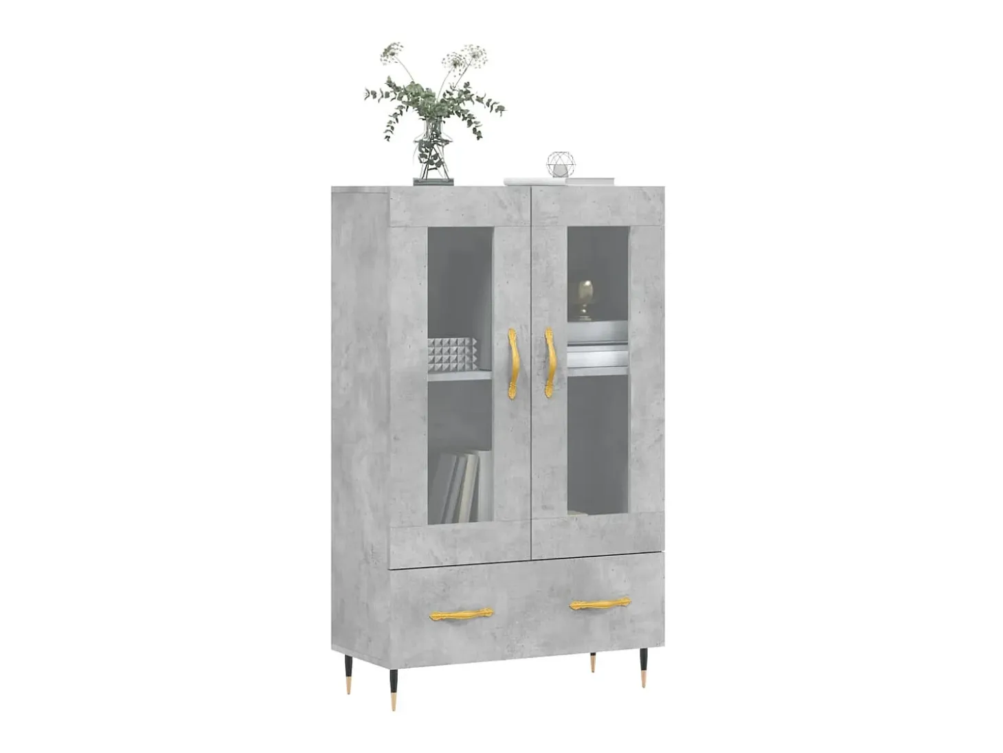 Aparador alto madera de ingeniería gris hormigón 69,5x31x115 cm ES72915