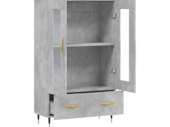 Aparador alto madera de ingeniería gris hormigón 69,5x31x115 cm ES72915