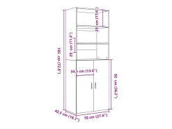 Aparador alto madera de ingeniería gris Sonoma 70x42,5x185 cm
