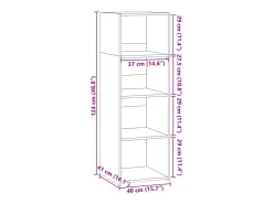 Aparador alto madera de ingeniería gris hormigón 40x41x124 cm
