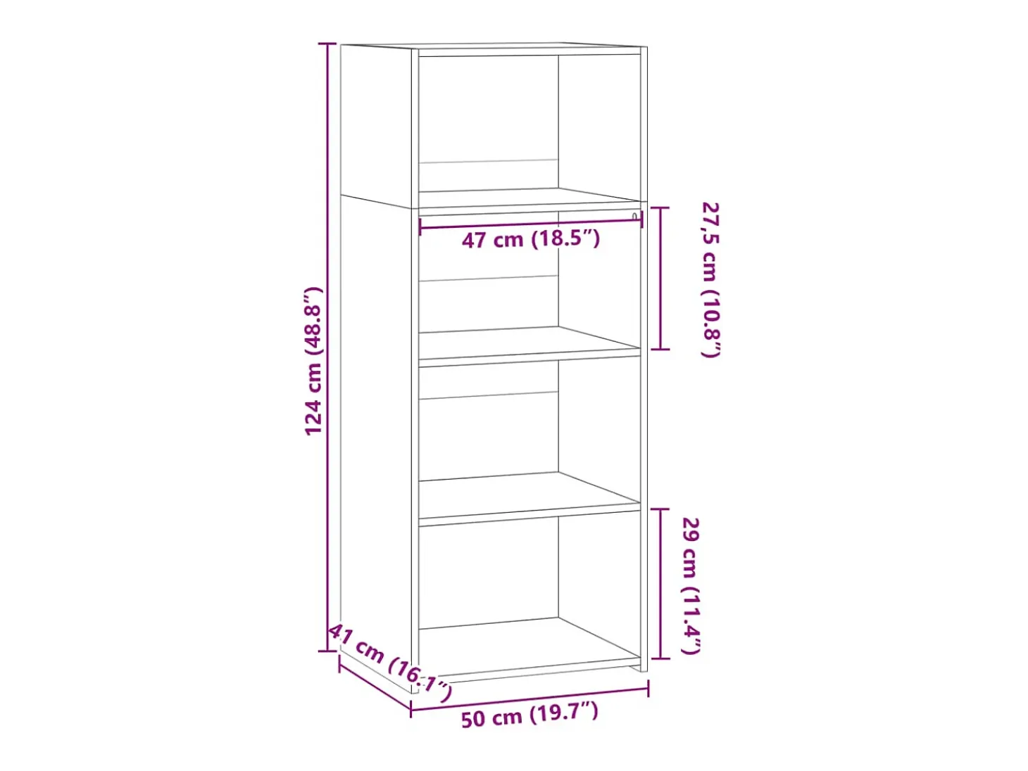 Aparador alto madera de ingeniería blanco 50x41x124 cm