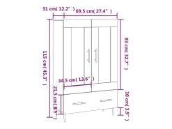 Aparador alto madera de ingeniería gris Sonoma 69,5x31x115 cm