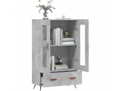Aparador alto madera de ingeniería gris hormigón 69,5x31x115 cm ES75229