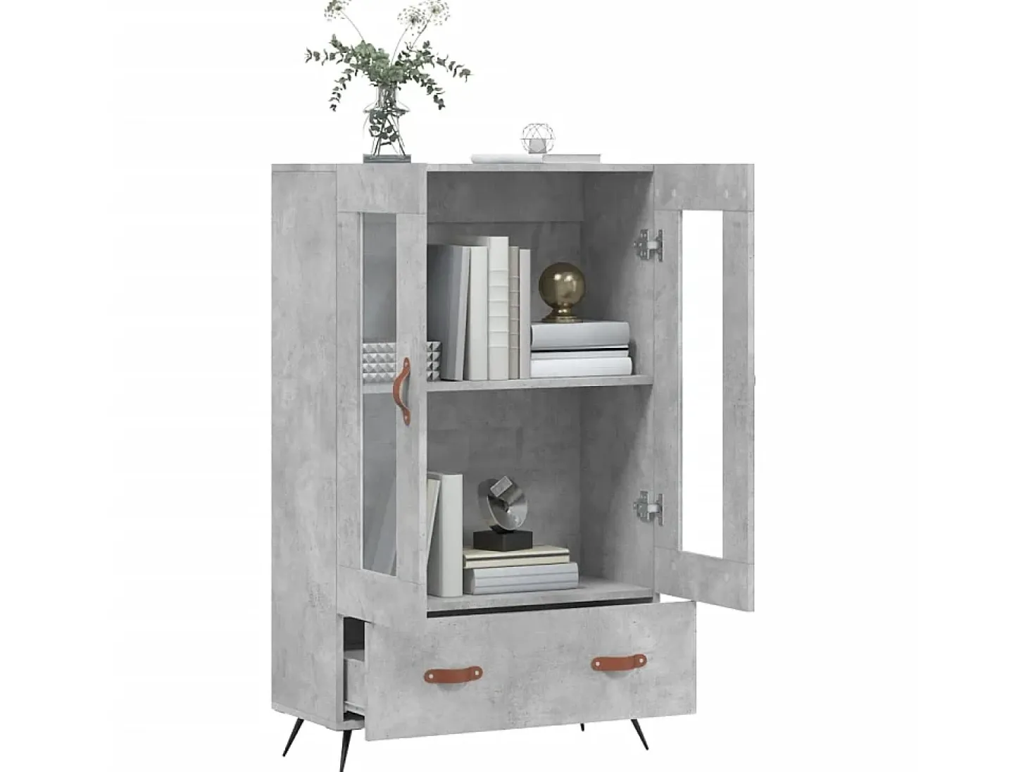 Aparador alto madera de ingeniería gris hormigón 69,5x31x115 cm ES75229