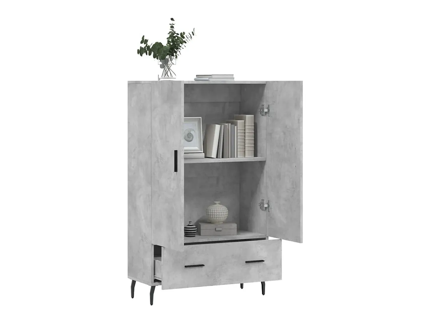 Aparador alto madera de ingeniería gris hormigón 69,5x31x115 cm