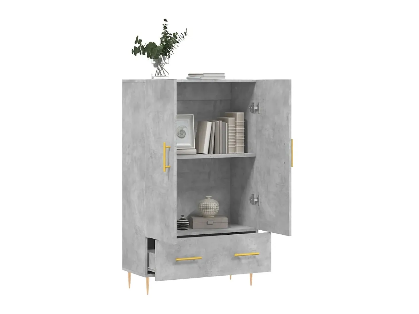 Aparador alto madera de ingeniería gris hormigón 69,5x31x115 cm ES17054