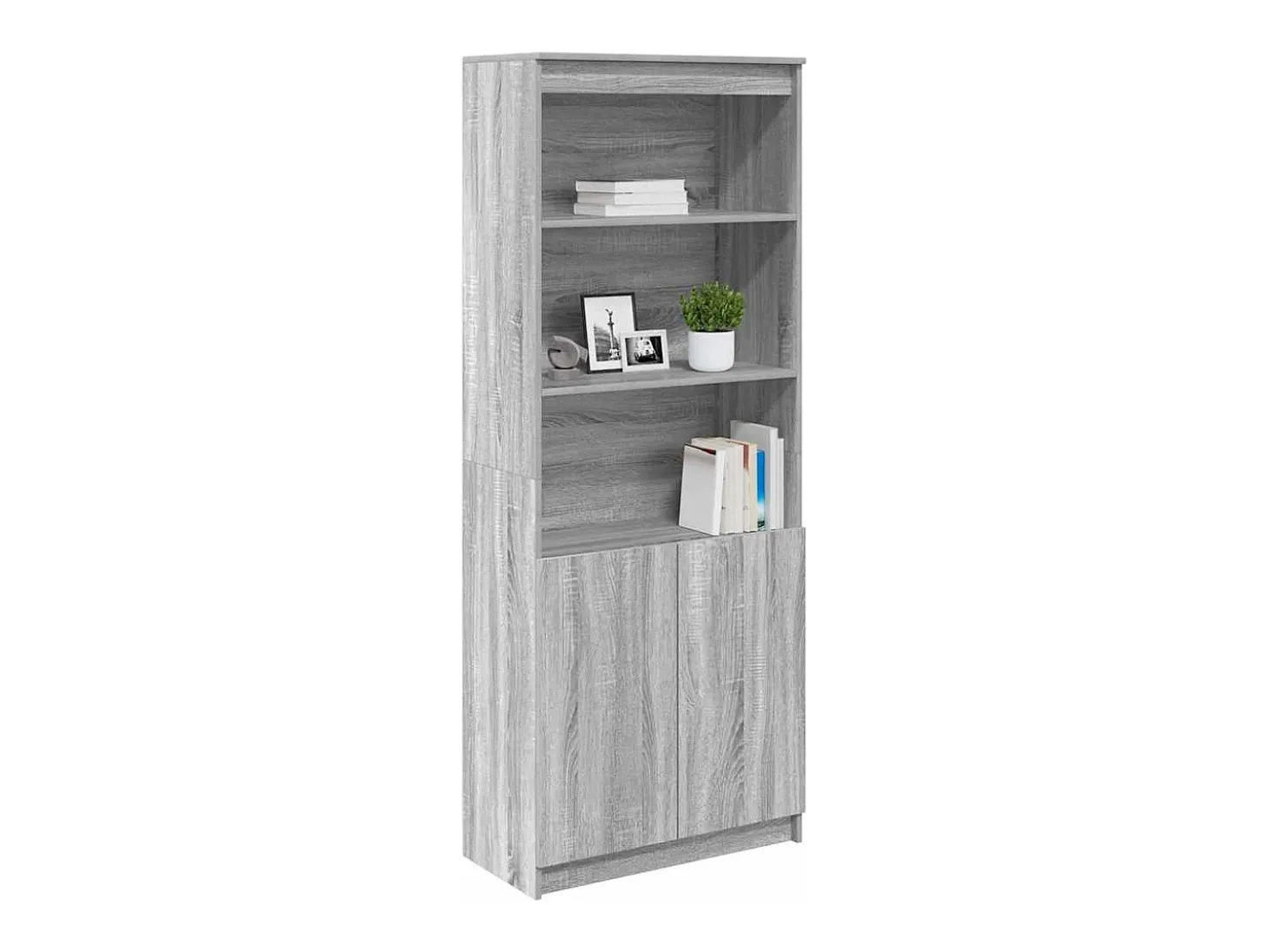 Aparador alto madera de ingeniería gris Sonoma 70x35x180 cm
