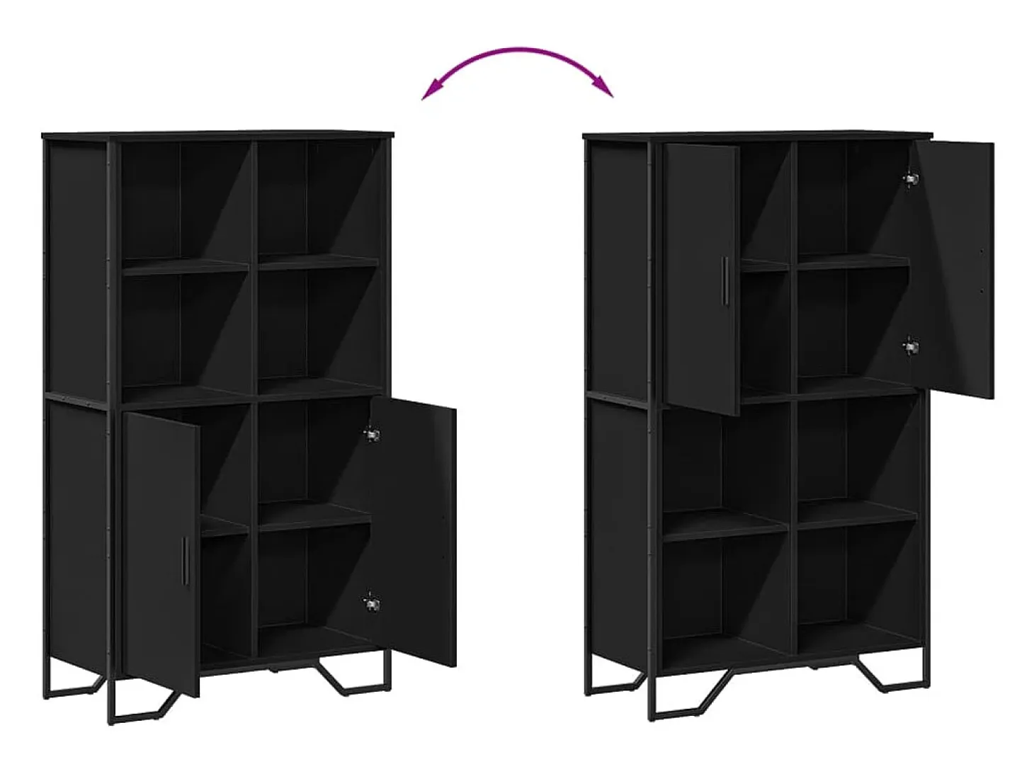 Aparador alto madera ingeniería negro 79,5x35,5x137,5 cm