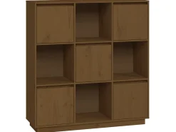 Aparador alto madera maciza de pino marrón miel 110,5x35x117 cm ES83863