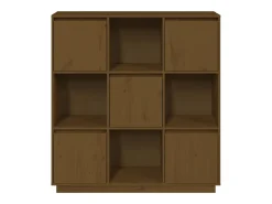 Aparador alto madera maciza de pino marrón miel 110,5x35x117 cm ES83863