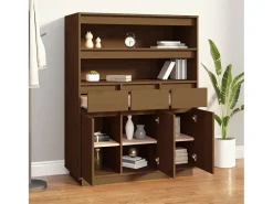 Aparador alto madera maciza de pino marrón miel 89x40x116,5 cm ES68165
