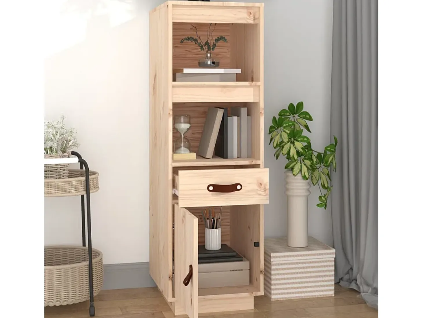 Aparador alto madera maciza de pino 34x40x108,5 cm ES20474