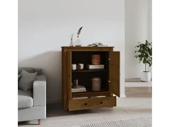 Aparador alto madera maciza de pino marrón miel 83x41,5x100 cm ES14026