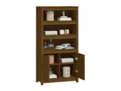Aparador alto madera maciza de pino marrón miel 80x35x154 cm ES37567
