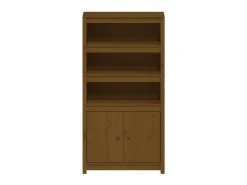 Aparador alto madera maciza de pino marrón miel 80x35x154 cm ES37567