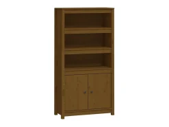 Aparador alto madera maciza de pino marrón miel 80x35x154 cm ES37567