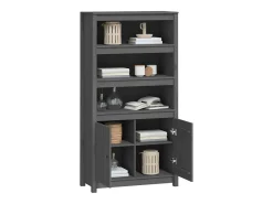 Aparador alto madera maciza de pino gris 80x35x154 cm