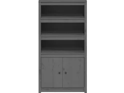 Aparador alto madera maciza de pino gris 80x35x154 cm ES55799