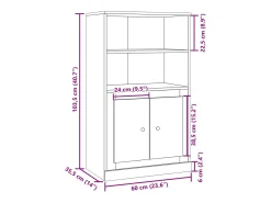 Aparador alto madera vieja 60x35,5x103,5 cm madera contrachapada