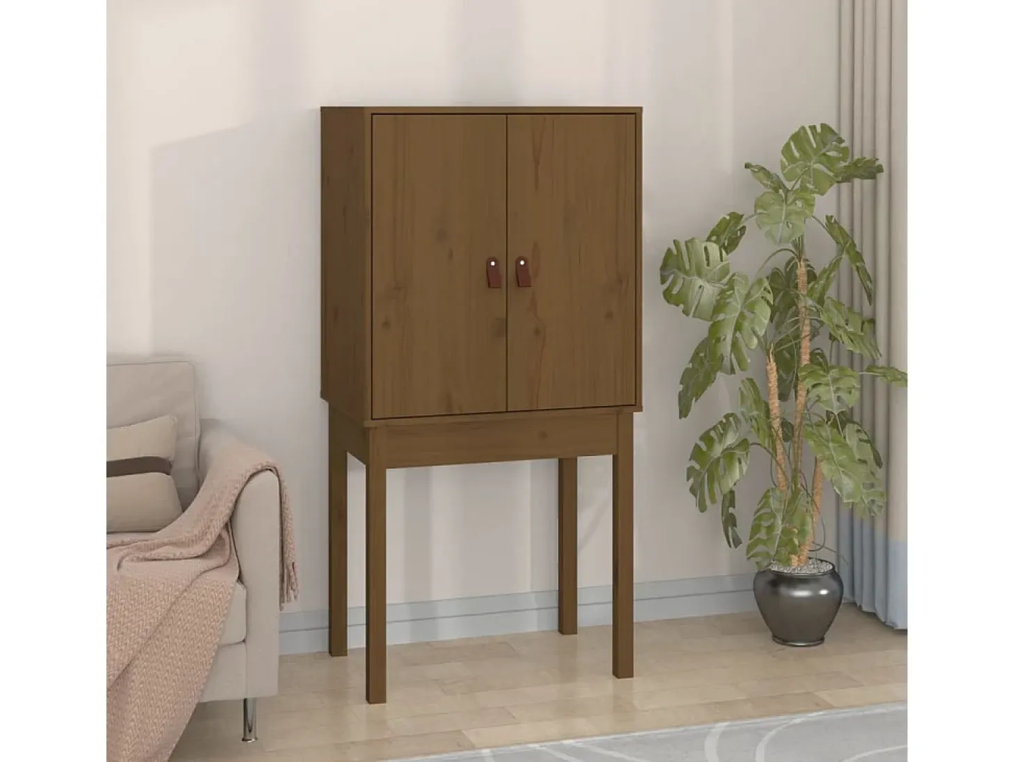 Aparador alto Marrón miel 60x40x120 cm Madera maciza de pino