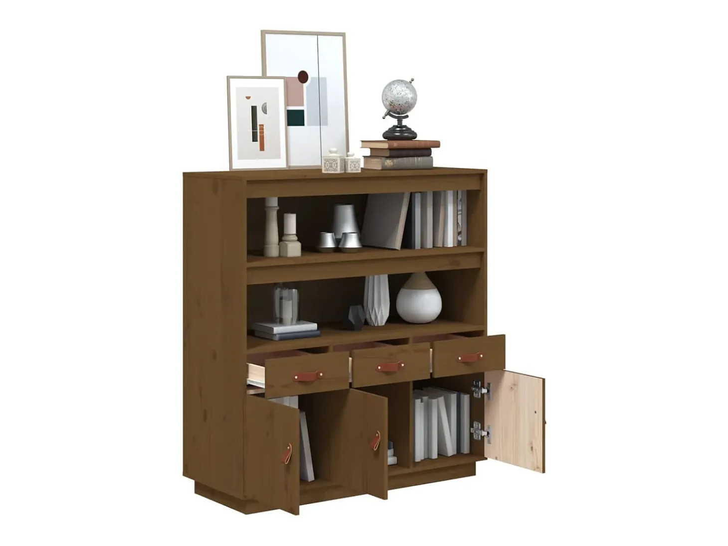Aparador alto Marrón miel 100x40x108,5 cm Madera maciza de pino