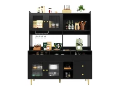 Aparador alto moderno - MDF - almacenamiento de varios niveles - Negro