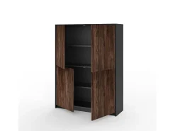 Aparador alto moderno con puertas canaleteadas Budapest - Marrón - Negro