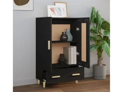 Aparador alto negro 70x31x115 cm madera contrachapada