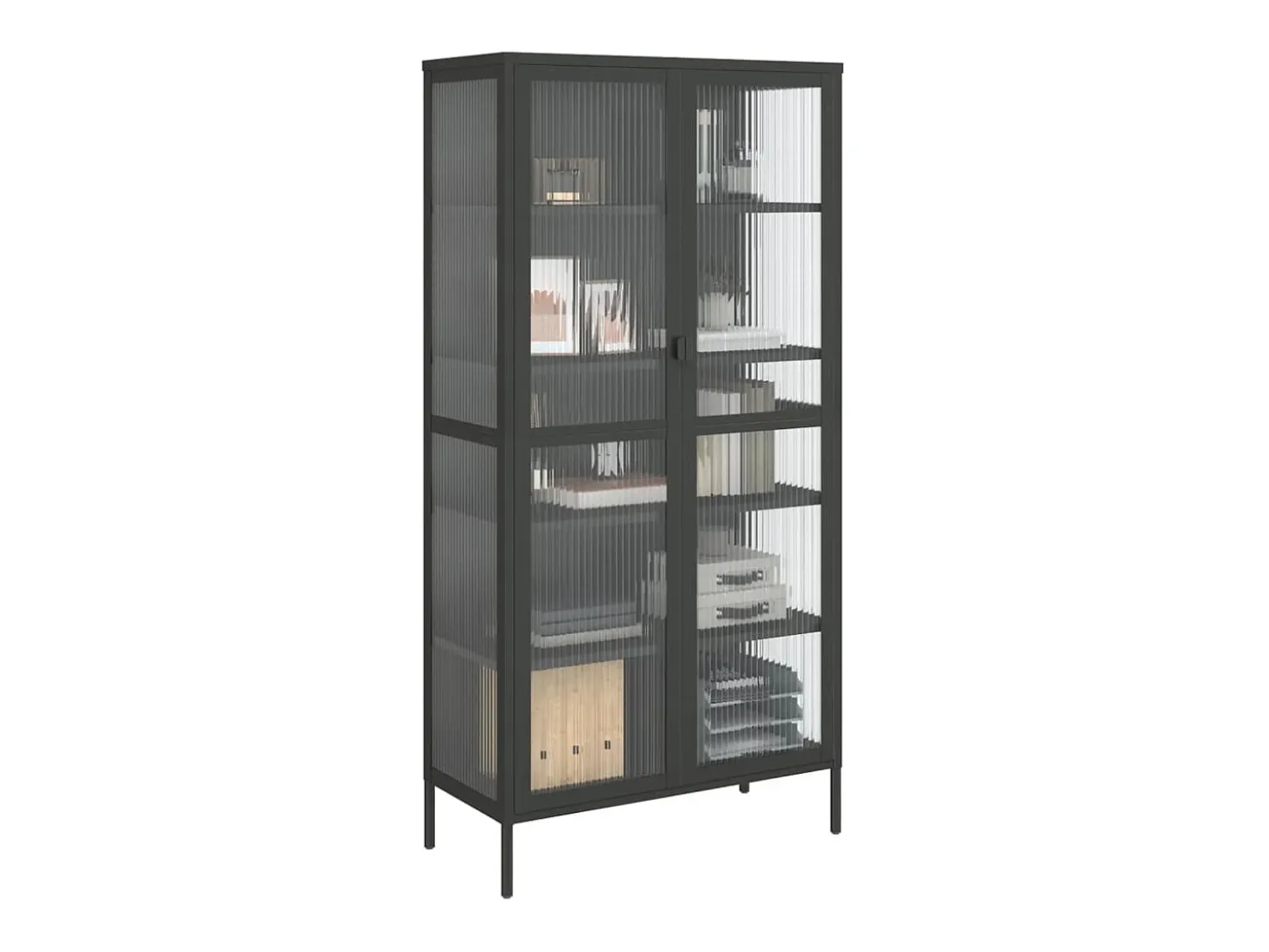 Aparador alto negro 85x40x180 cm cristal y acero