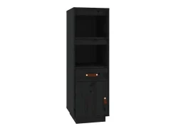 Aparador alto Negro 34x40x108,5 cm Madera maciza de pino